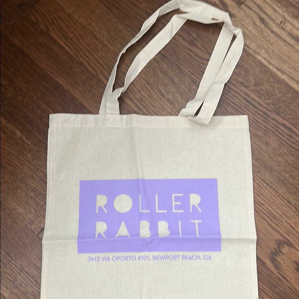 New Roller Rabbit Cream and Purple Tote Bag